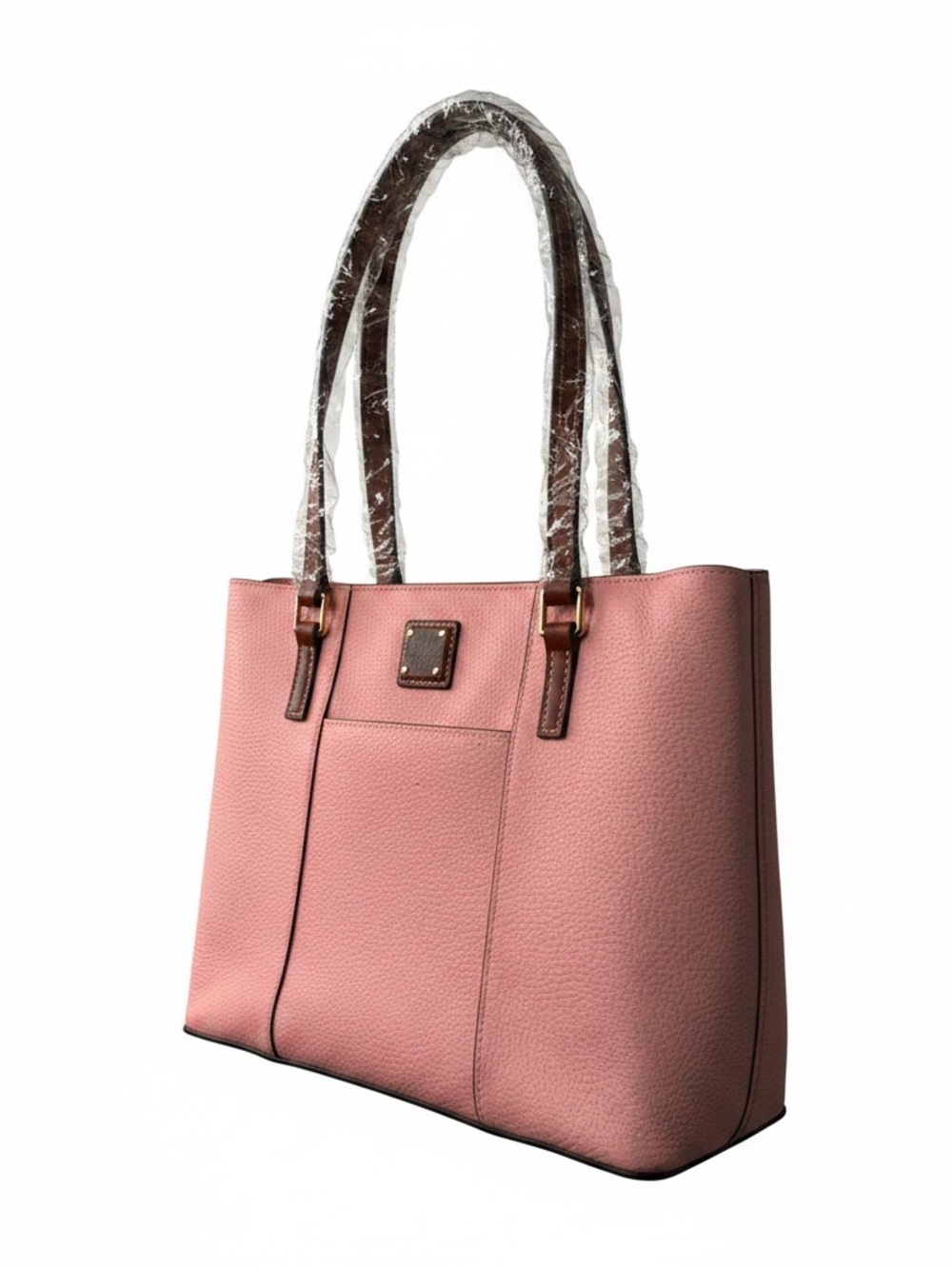 Pink Pebbled  with Brown Trim handbag  tote